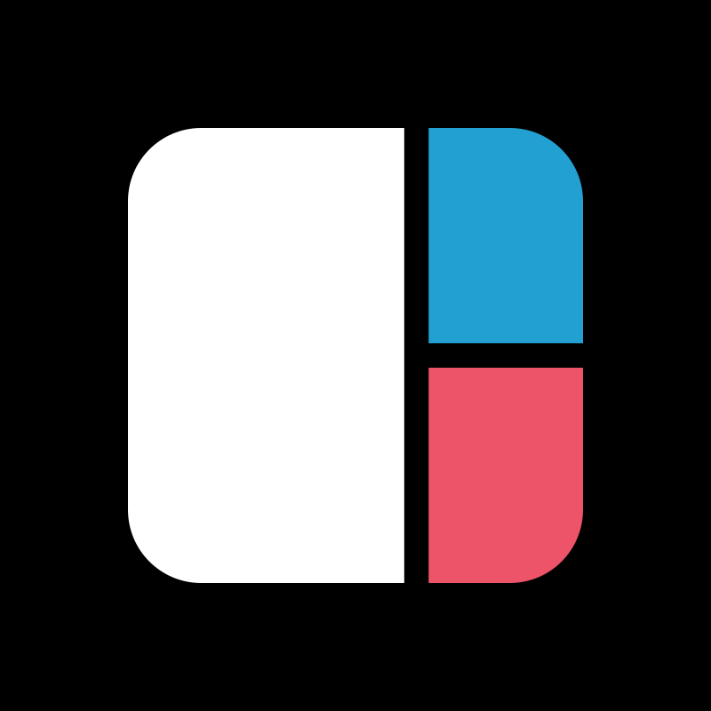Bobby Connectors avatar: the reversed Split Core symbol with a white main block, centred on a black square